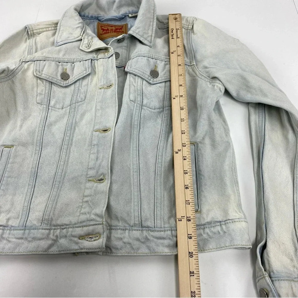 Levis Girls Youth Size Large Denim Jacket Light Wash Floral Sleeves SEE ALL. - Picture 3 of 10